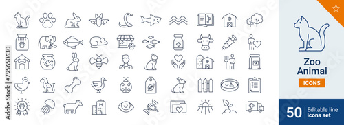 Zoo icons Pixel perfect. dog, shop, sea, ...	
