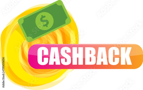 vector cash back icon with dollar isolated on white transparent background. cashback and money bonus refund label or logo