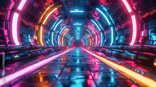 Neon-lit corridor with a sci-fi ambiance