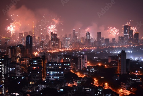 Wallpaper Mural Beautiful Mumbai's skyline illuminated by spectacular fireworks. Ai generated Torontodigital.ca