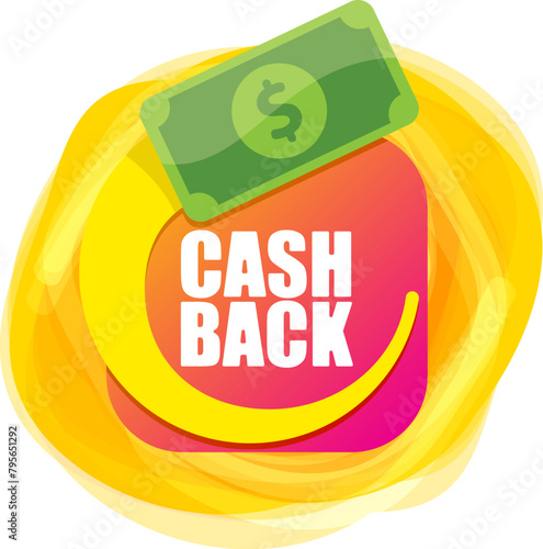 vector cash back icon with dollar isolated on white transparent background. cashback and money bonus refund label or logo