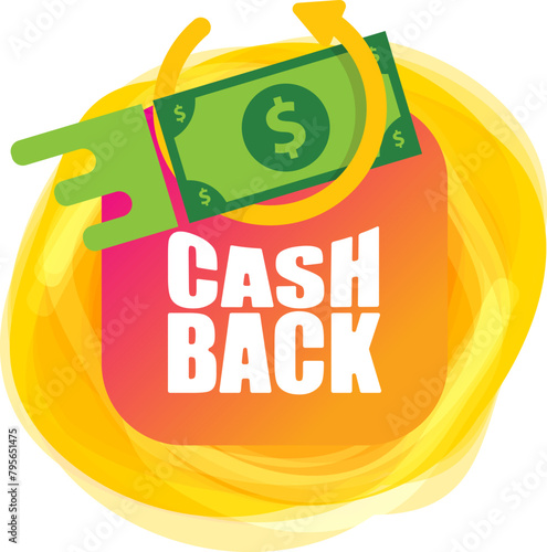 vector cash back icon with dollar isolated on white transparent background. cashback and money bonus refund label or logo