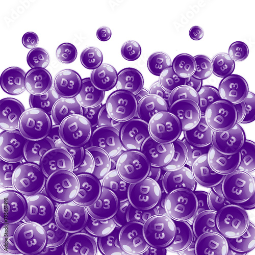 Vitamin D3 round capsules.