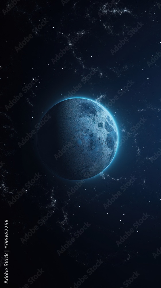 Fototapeta premium Blue wallpaper moon astronomy universe.