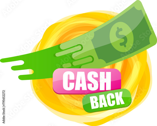 vector cash back icon with dollar isolated on white transparent background. cashback and money bonus refund label or logo