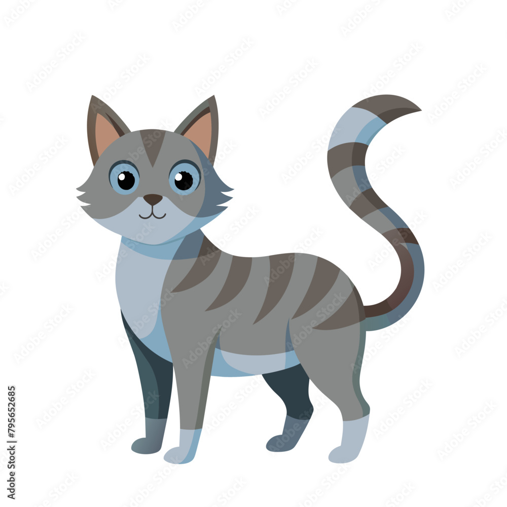 cute stripped cat art drawn on white background cute stripped cat art drawn on white background