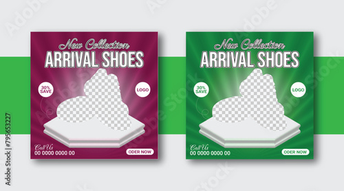 Social media Shoes sale post vector template design