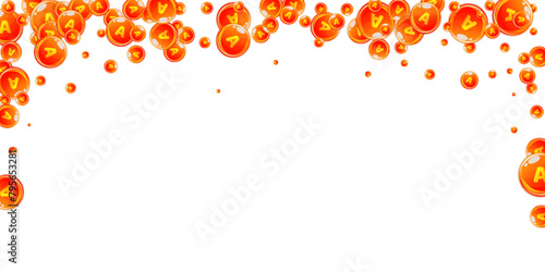 Vitamin A round capsules scattered randomly.