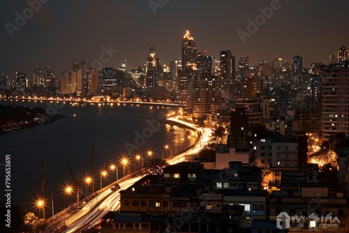 Beautiful Mumbai's skyline illuminated by spectacular fireworks. Ai generated © Tanu