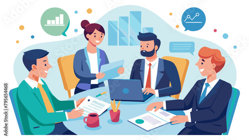 business meeting businessman office teamwork document contract agreement discussion working talking paperwork colleague man desk partner partnership strategy entrepreneur, simplistic flat vector