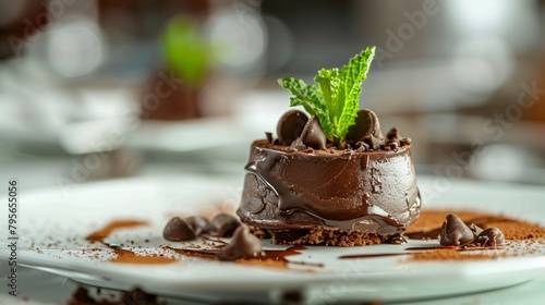 Wallpaper Mural Front view of a delicious chocolate dessert decorated with mint leaves on the table Torontodigital.ca