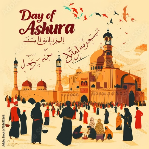 illustration with text to commemorate Day of Ashura