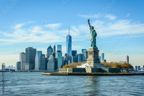 The beautiful  New York skyline featuring the Statue of Liberty, Ai generated © Tanu
