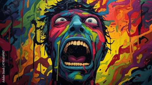 Abstract Colorful Illustration of Fear photo