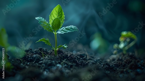 power of growth with a stunning photograph capturing the gradual emergence of a plant from the dark, fertile soil.