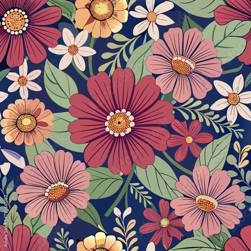 Wallpaper Mural Seamless Flower Pattern Torontodigital.ca