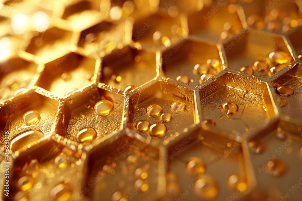 Close-up of a honeycomb with fresh honey Close-up of a honeycomb with fresh honey