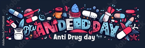 illustration with text to commemorate Anti Drug day photo