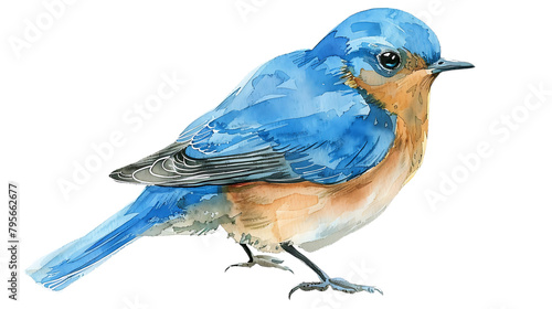  bluebird sitting on isolated on white background.