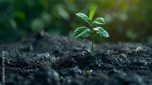 resilience of nature with a detailed image of a plant breaking through the ground, showcasing the beauty of new beginnings.