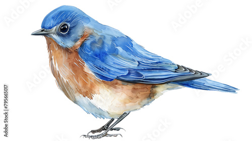  bluebird sitting on isolated on white background.