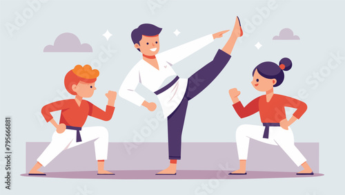 A sensei teaches their students the proper alignment and control necessary to exee powerful kicks with the help of yoga techniques.