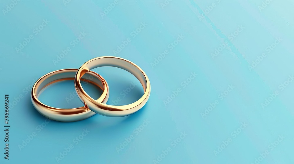 two golden wedding rings on blue background cut out illustration two golden wedding rings on blue background cut out illustration