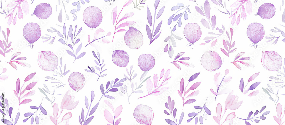 Pink and purple flowers and leaves against a pristine white backdrop Include text area Pink and purple flowers and leaves against a pristine white backdrop Include text area