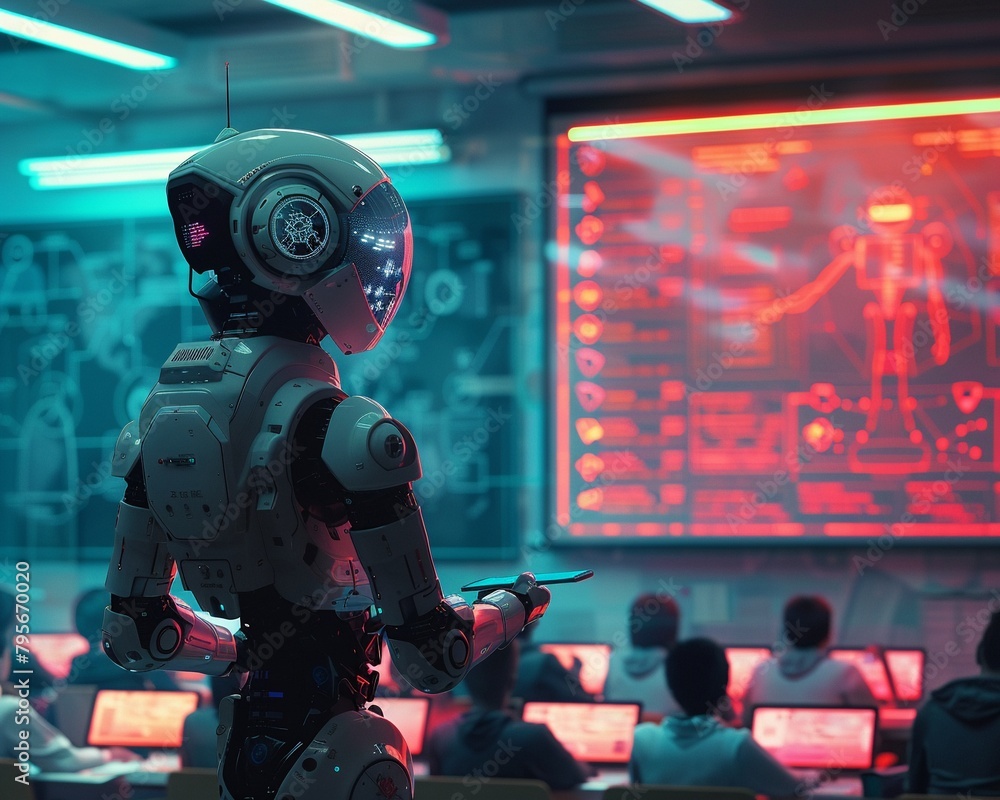 AI in education, personalized learning algorithms, interactive classroom, bright, engaging students, morning , cinematic AI in education, personalized learning algorithms, interactive classroom, bright, engaging students, morning , cinematic