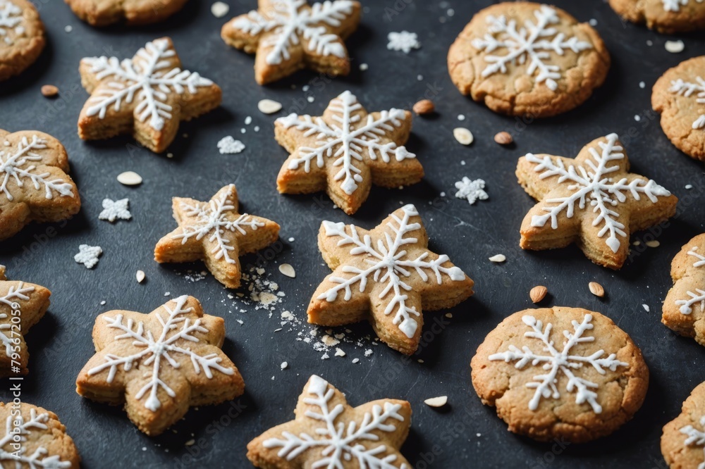 Broken Christmas cookies with almond