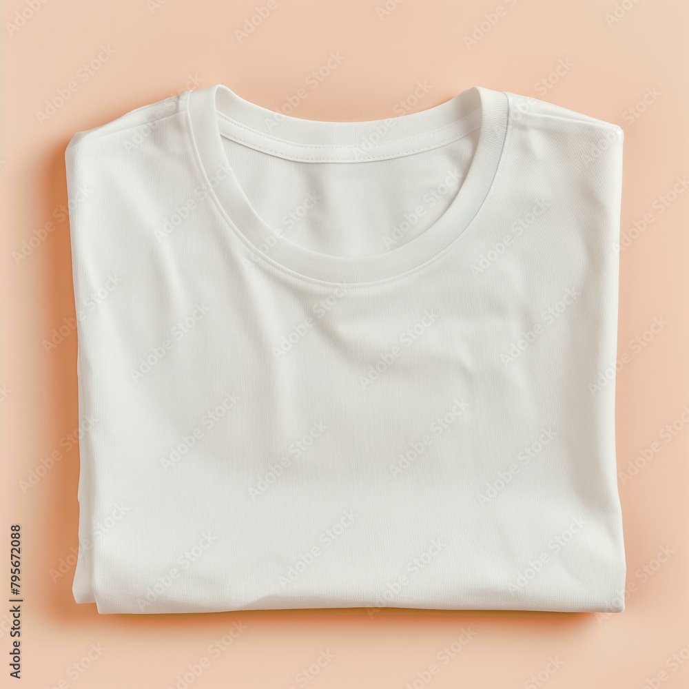 t-shirt mockup, folded white tshirt, square fold, ivory color background t-shirt mockup, folded white tshirt, square fold, ivory color background