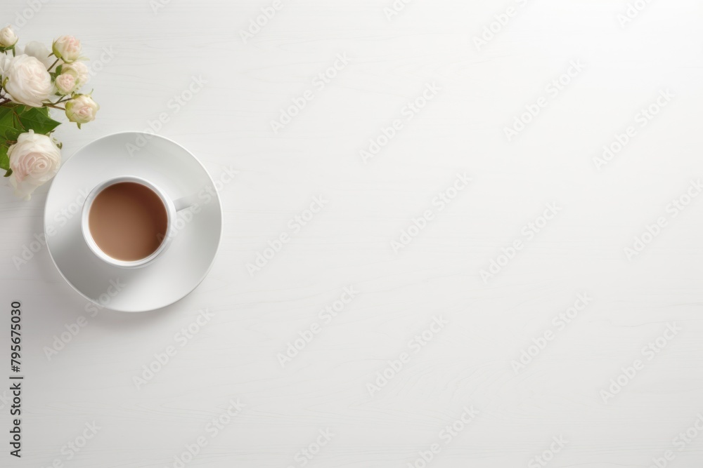 White cleaned table saucer coffee flower White cleaned table saucer coffee flower