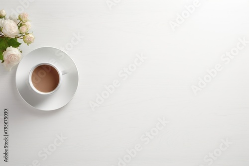 White cleaned table saucer coffee flower
