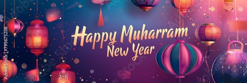 illustration with text to commemorate Muharram Islamic New Year