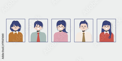 Flat design avatar app icons set user face people man woman vector