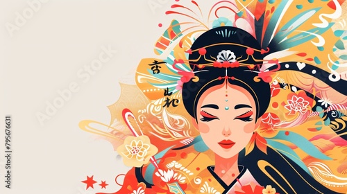 China-Chic Style Han Suit Women s Illustration Background