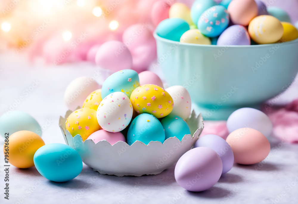 Easter pastel colored eggs