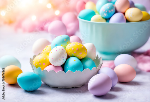 Easter pastel colored eggs