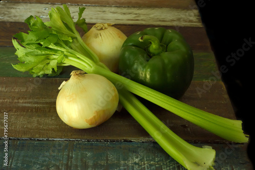 Still Life of the Cajun Trinity Onion, Celery and Green Pepper