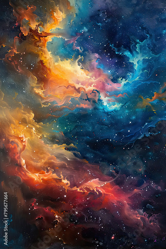 Galactic Overture An Oil Painting of Cosmic Splendor photo