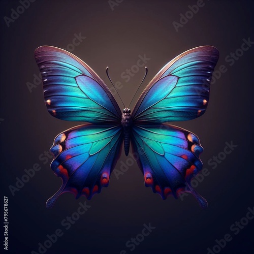  A digital painting of a blue and purple butterfly photo