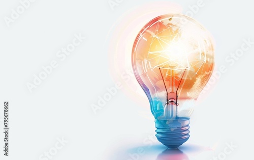 Transparent Light Bulb Overlay with Scientific Laboratory Equipment, White Background - Creative Science, Experimental Research, Advanced Technology.
