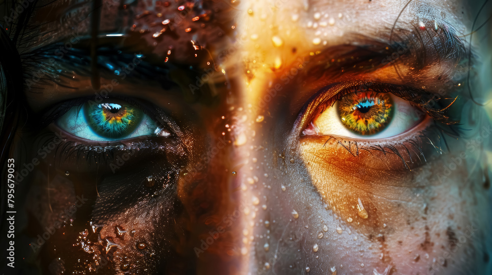 Contrasting Eyes Reflect Life Choices Poster Contrasting Eyes Reflect Life Choices Poster