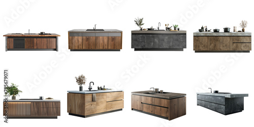 Kitchen counter island png collection no background for sample decoration. © Sun