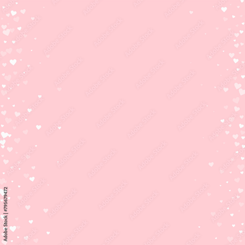 White hearts scattered on pink background.