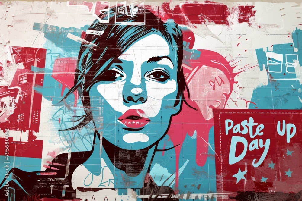 Obraz premium illustration with text to commemorate Paste Up Day