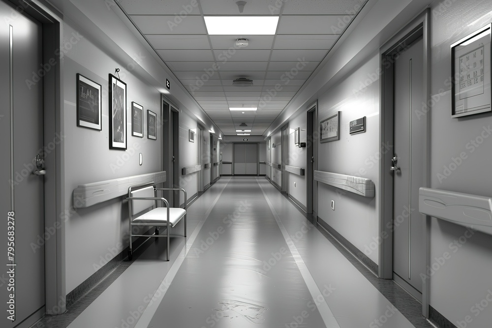 Obraz premium Hospital ward corridors, in front of the room