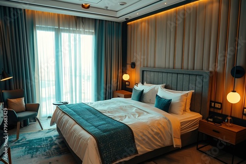 Hotel stylish interior. Premium class hotel room stylish interior. Turkestan. Kazakhstan - January 27 2021