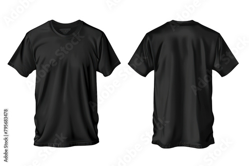 Black men's t-shirt front back realistic 3d template