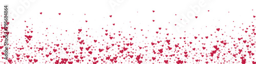 Red hearts scattered on white background.